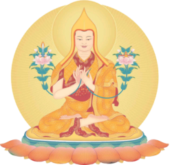 Illustration of Je Tsongkhapa in a seated meditative posture