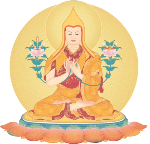 Illustration of Je Tsongkhapa in a seated meditative posture